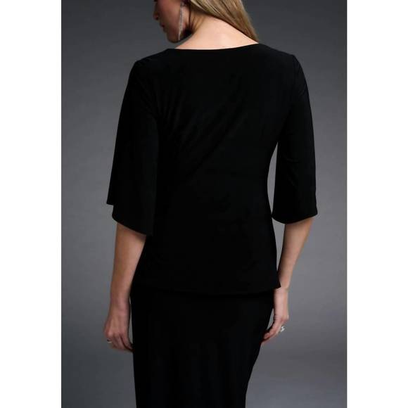 NEW JOSEPH RIBKOFF 3/4 sleeve top in black - Picture 2 of 2